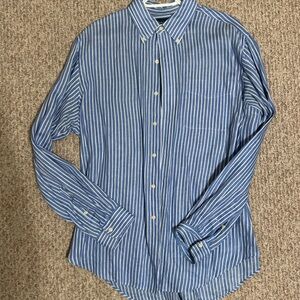 Blue and White stripe Polo button up